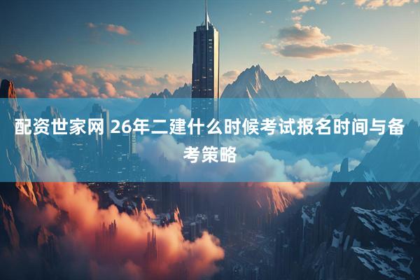 配资世家网 26年二建什么时候考试报名时间与备考策略